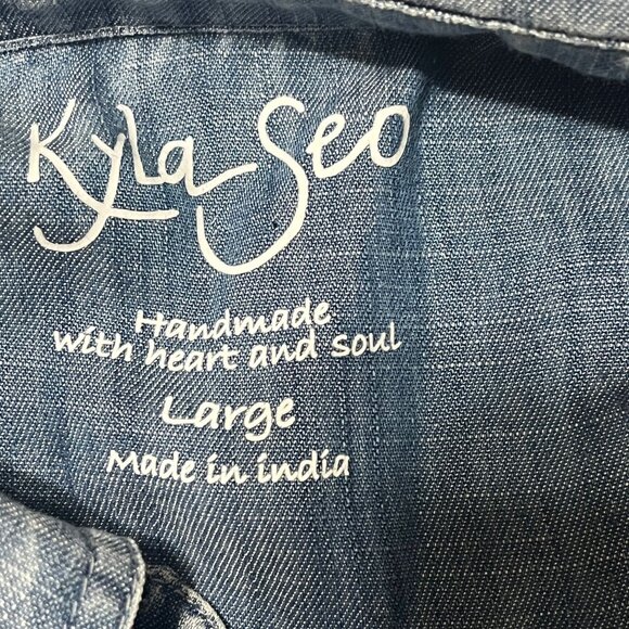 KYLA SEO Embroidered Tencel Denim Tiered Dress Size Large - Picture 9 of 10